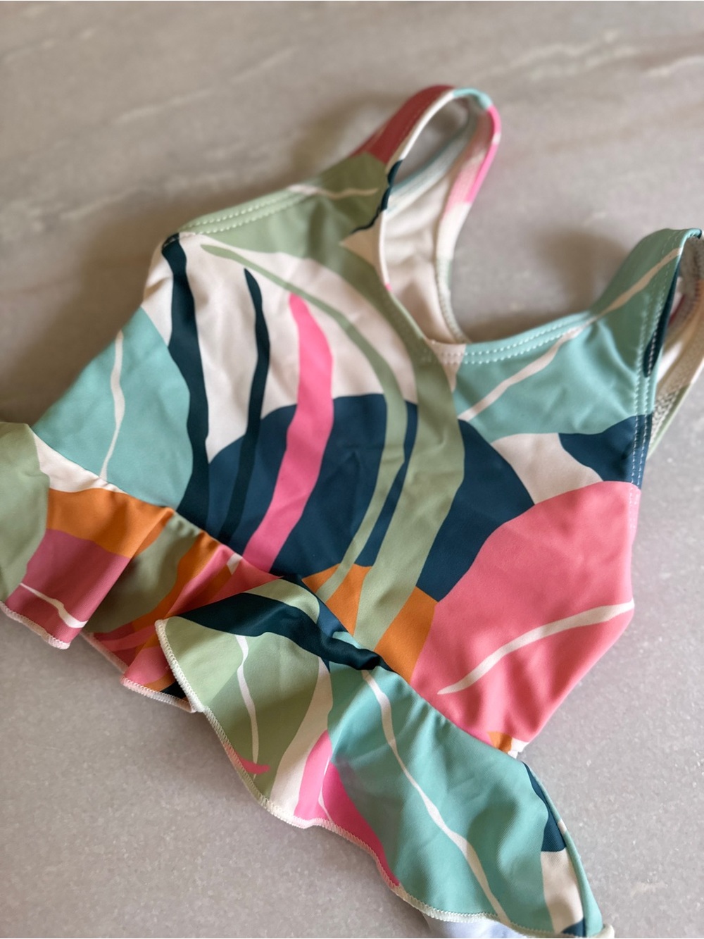 Janela Bay Girls' Two-Piece Ruffle Swimsuit - Multi-Color Abstract - Size 2/3 - Picture 3 of 4